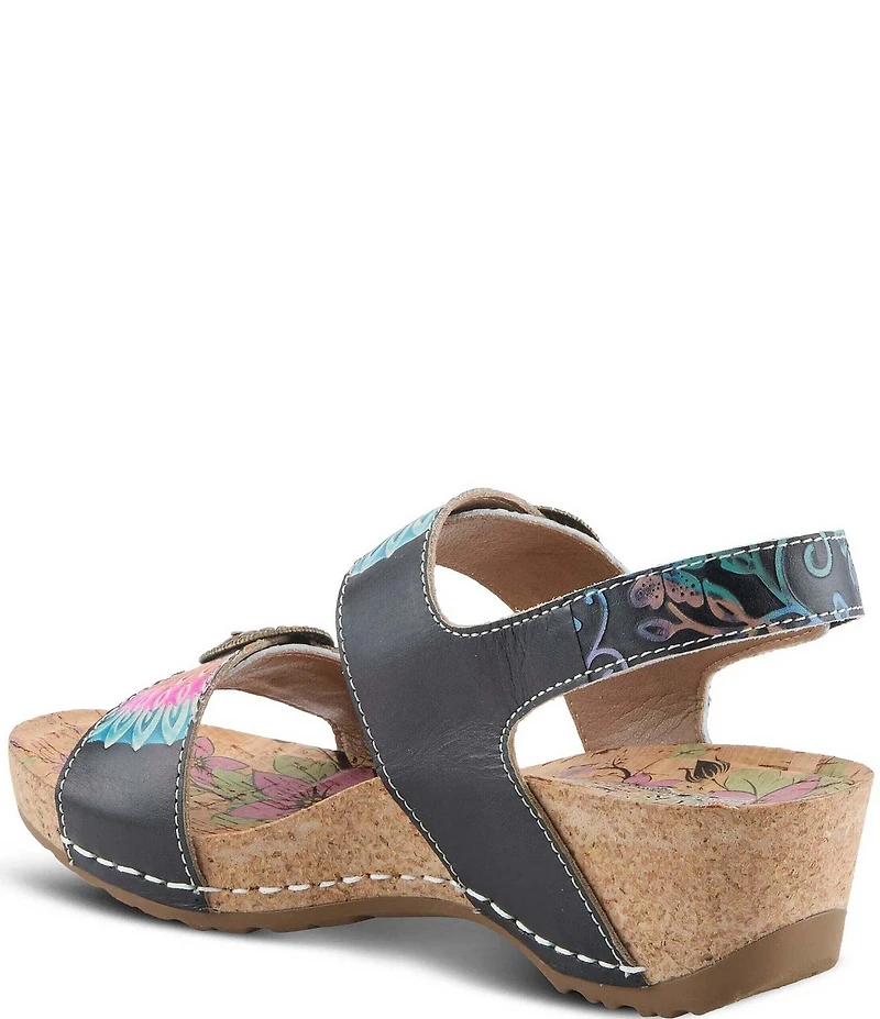 L'ARTISTE Colomecool Hand-Painted Embossed Leather Sandals