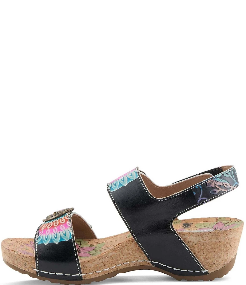 L'ARTISTE Colomecool Hand-Painted Embossed Leather Sandals