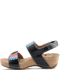 L'ARTISTE Colomecool Hand-Painted Embossed Leather Sandals