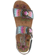 L'ARTISTE Colomecool Hand-Painted Embossed Leather Sandals