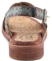 L'ARTISTE Crossroads Hand-Painted Laser Cut Leather Sandals