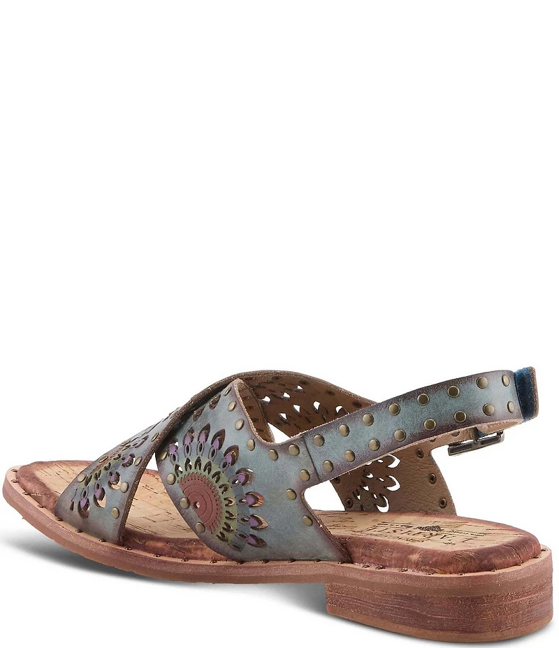 L'ARTISTE Crossroads Hand-Painted Laser Cut Leather Sandals