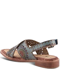 L'ARTISTE Crossroads Hand-Painted Laser Cut Leather Sandals