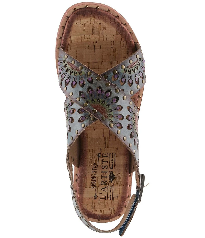 L'ARTISTE Crossroads Hand-Painted Laser Cut Leather Sandals