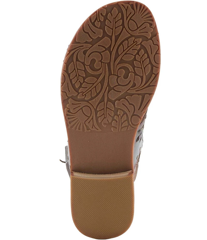 L'ARTISTE Crossroads Hand-Painted Laser Cut Leather Sandals