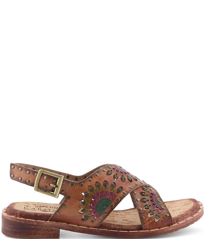 L'ARTISTE Crossroads Hand-Painted Laser Cut Leather Sandals