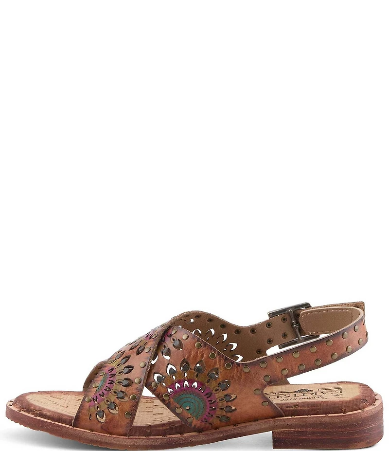 L'ARTISTE Crossroads Hand-Painted Laser Cut Leather Sandals