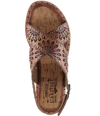 L'ARTISTE Crossroads Hand-Painted Laser Cut Leather Sandals