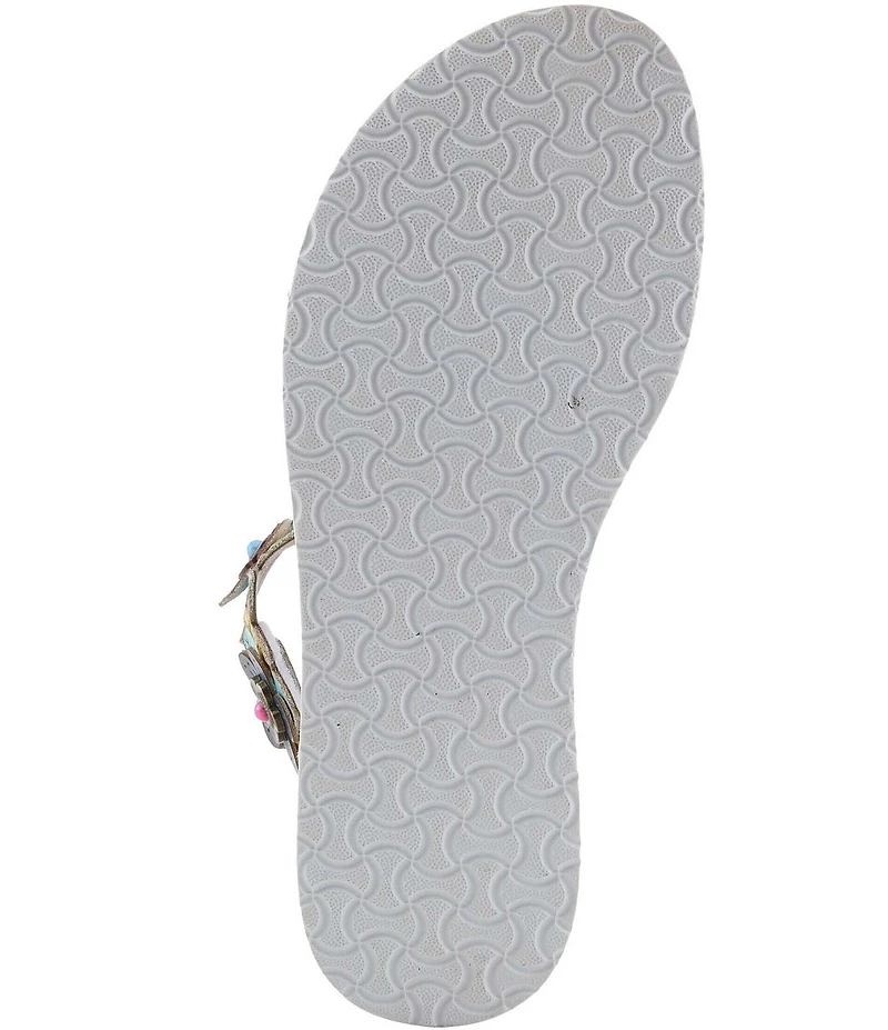 L'ARTISTE Cruzer Leather Flower Embellished Wedge Sandals