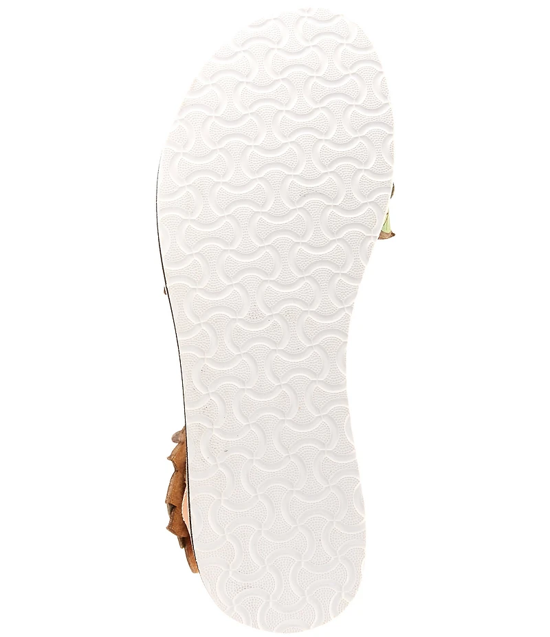 L'ARTISTE Cruzer Leather Flower Embellished Wedge Sandals