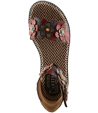 L'ARTISTE Cruzer Leather Flower Embellished Wedge Sandals