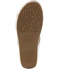 L'ARTISTE Cuddlecake Leather Flower Applique Platform Wedge Slide Sandals