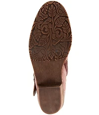 L'ARTISTE Daintylady Studded Floral Embossed Leather Buckle Hardware Short Booties