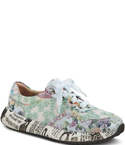 L'ARTISTE Daisymae Floral Print Daisy Embroidered Sneakers