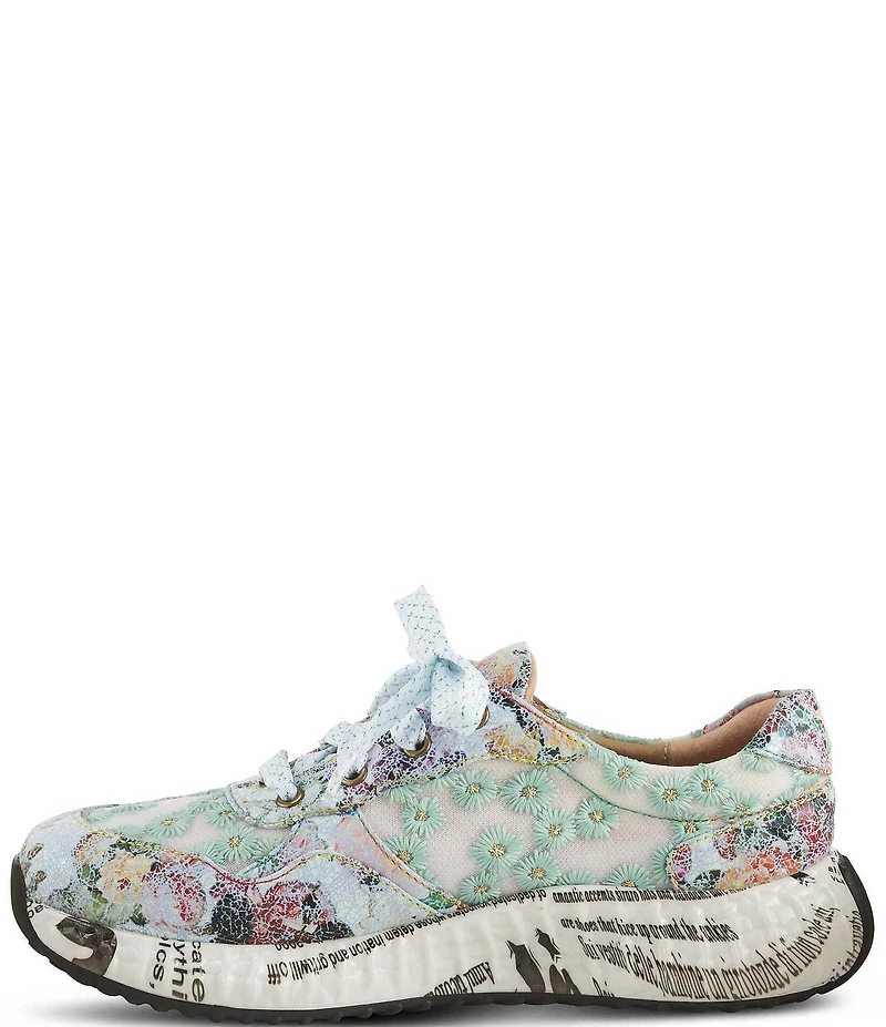 L'ARTISTE Daisymae Floral Print Daisy Embroidered Sneakers