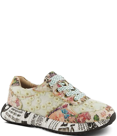 L'ARTISTE Daisymae Floral Print Daisy Embroidered Sneakers