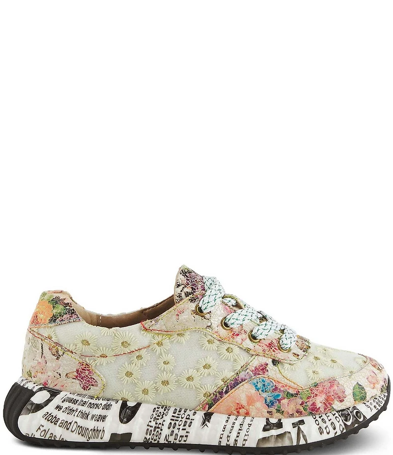 L'ARTISTE Daisymae Floral Print Daisy Embroidered Sneakers