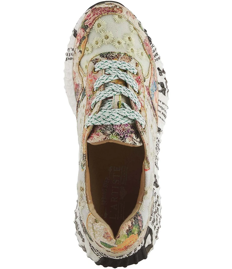 L'ARTISTE Daisymae Floral Print Daisy Embroidered Sneakers