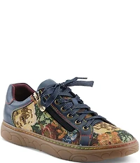 L'ARTISTE Danli Leather and Tapestry Sneakers
