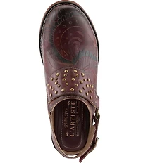 L'ARTISTE Daytona Hand Painted Leather Studded Shooties