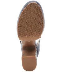 L'ARTISTE Debbihary Rose Embossed Cut Out Leather Block Heel Platform Mary Janes