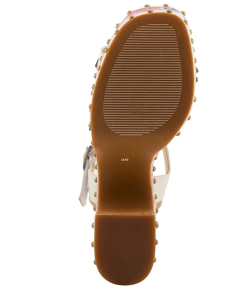 L'ARTISTE Deckedout Floral Leather Platform Block Heel Sandals