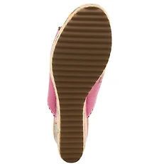 L'ARTISTE Delraybeach Hand-Painted Floral Pindot Leather Platform Wedge Slide Sandals