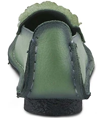 L'ARTISTE Dezi Leather Floral Detail Slip On Loafers