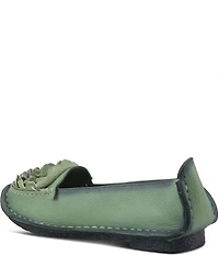 L'ARTISTE Dezi Leather Floral Detail Slip On Loafers