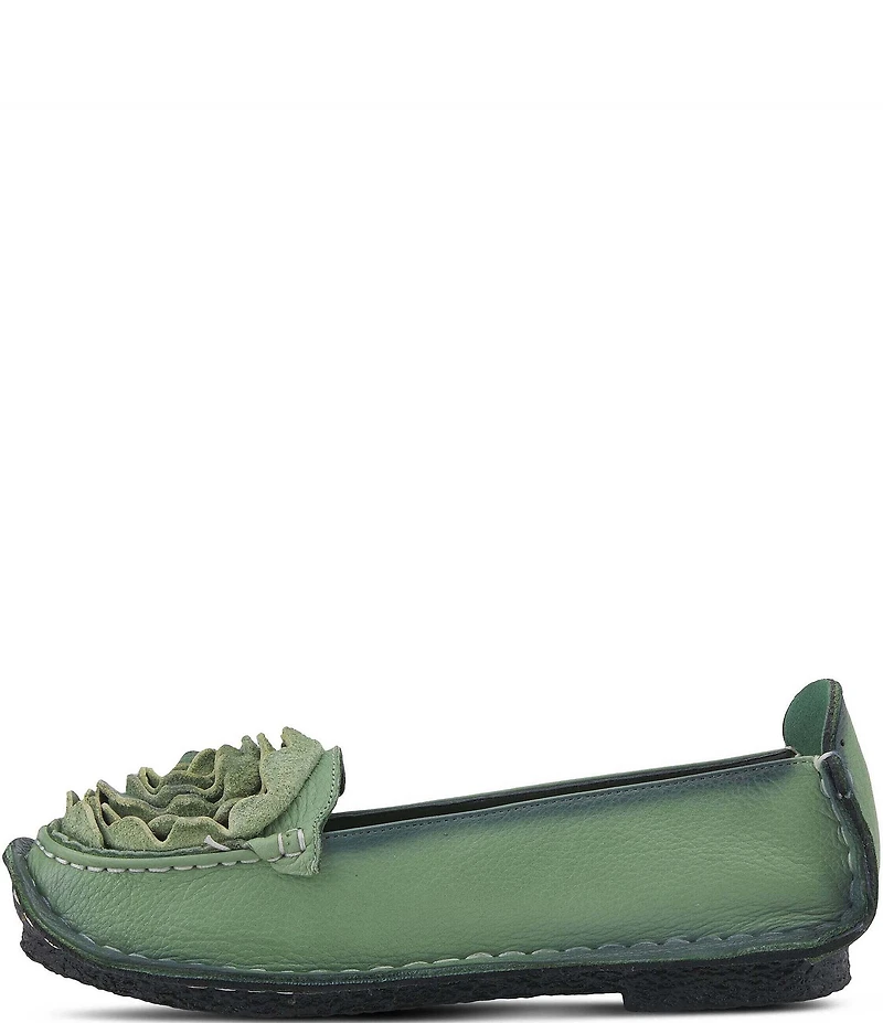L'ARTISTE Dezi Leather Floral Detail Slip On Loafers