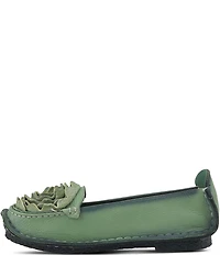 L'ARTISTE Dezi Leather Floral Detail Slip On Loafers