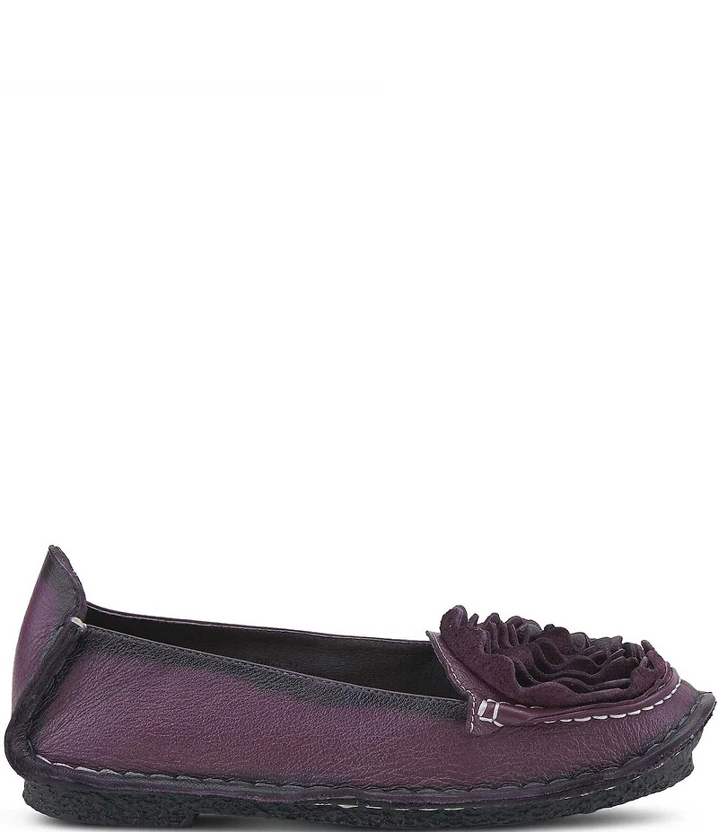 L'ARTISTE Dezi Leather Floral Detail Slip On Loafers