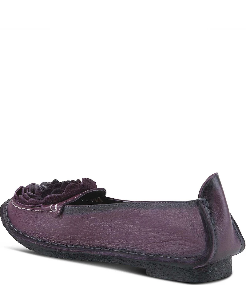 L'ARTISTE Dezi Leather Floral Detail Slip On Loafers