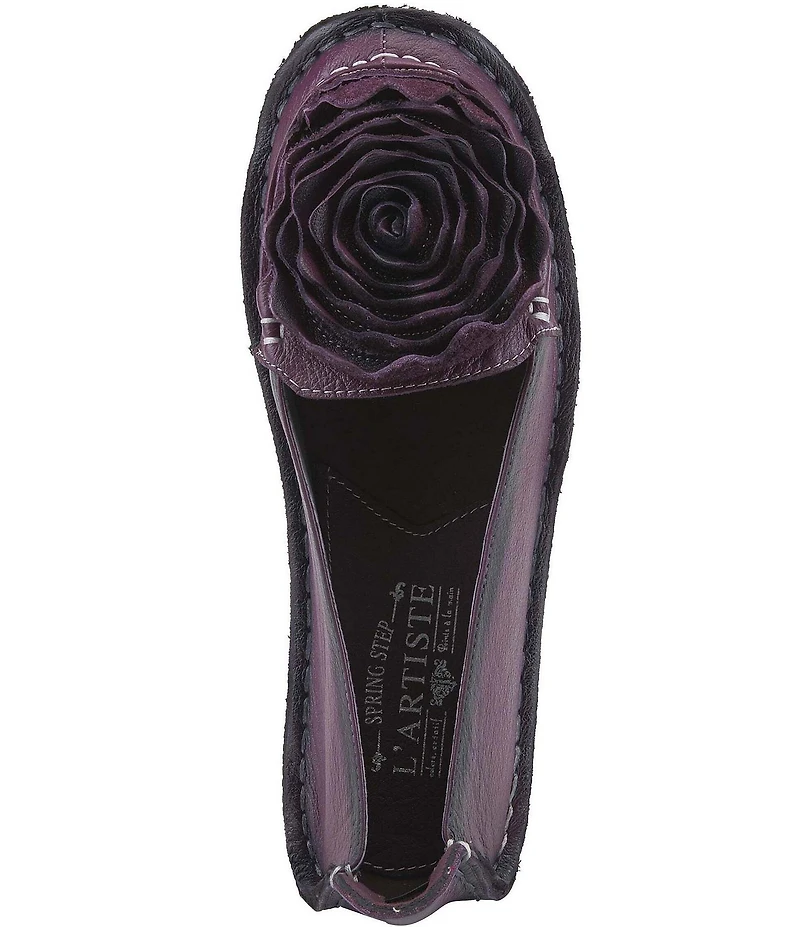 L'ARTISTE Dezi Leather Floral Detail Slip On Loafers