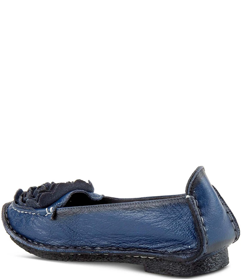 L'ARTISTE Dezi Leather Floral Detail Slip On Loafers