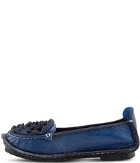 L'ARTISTE Dezi Leather Floral Detail Slip On Loafers