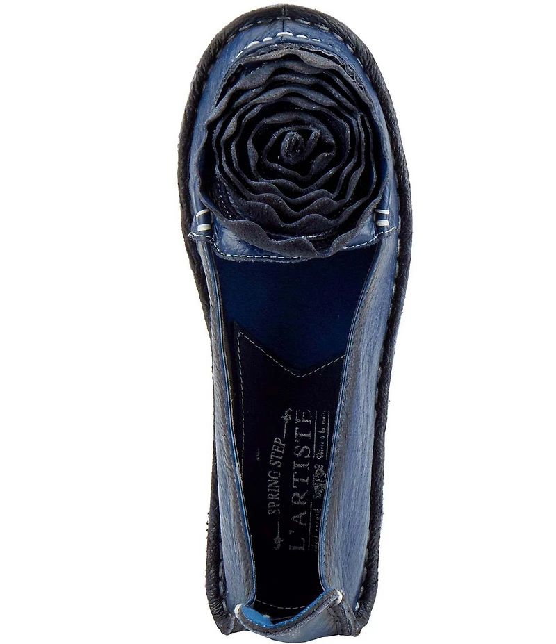 L'ARTISTE Dezi Leather Floral Detail Slip On Loafers