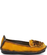 L'ARTISTE Dezi Leather Floral Detail Slip On Loafers