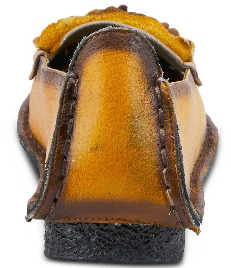L'ARTISTE Dezi Leather Floral Detail Slip On Loafers
