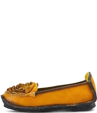 L'ARTISTE Dezi Leather Floral Detail Slip On Loafers