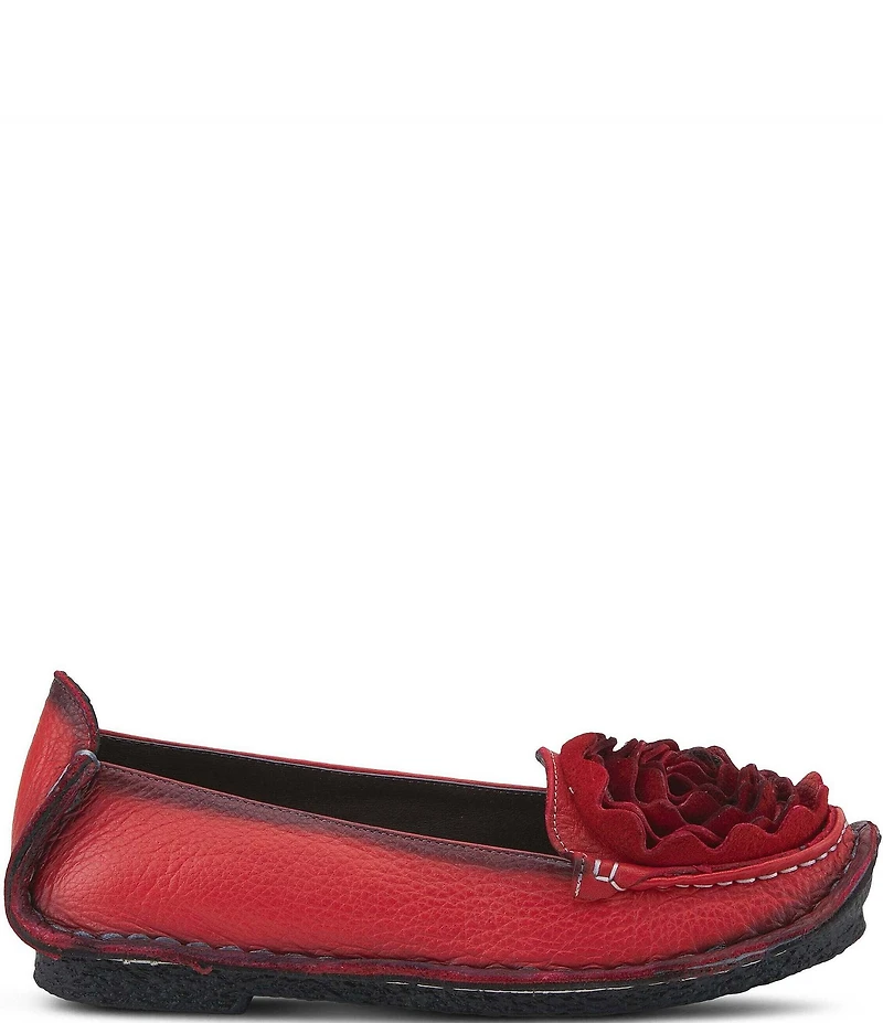 L'ARTISTE Dezi Leather Floral Detail Slip On Loafers