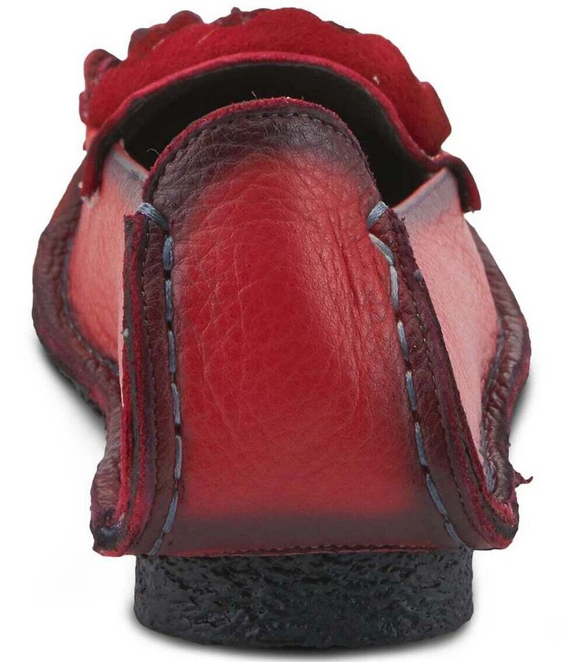 L'ARTISTE Dezi Leather Floral Detail Slip On Loafers