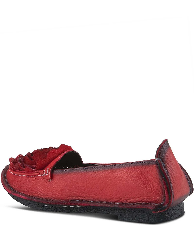 L'ARTISTE Dezi Leather Floral Detail Slip On Loafers