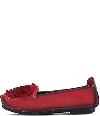 L'ARTISTE Dezi Leather Floral Detail Slip On Loafers
