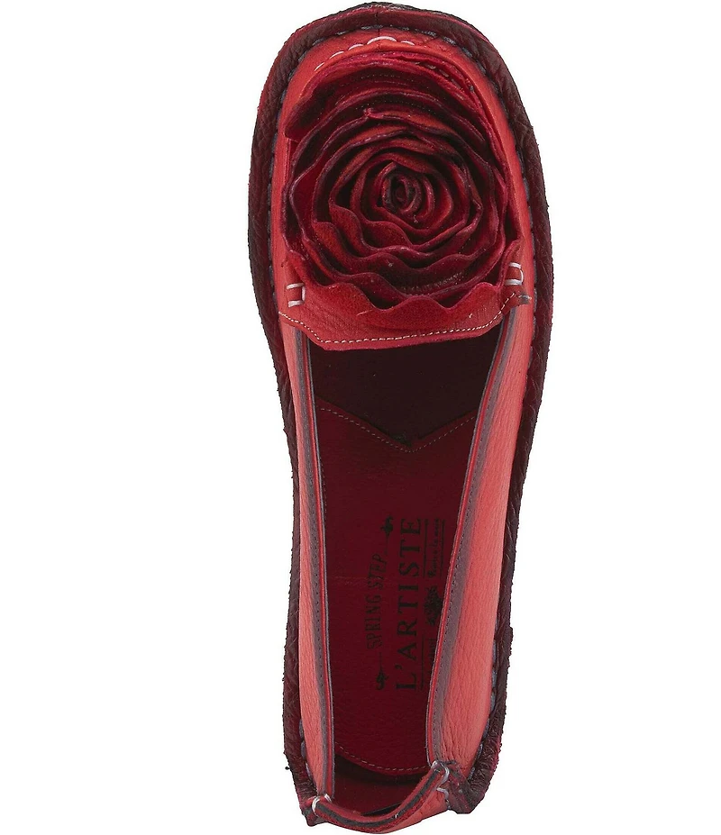 L'ARTISTE Dezi Leather Floral Detail Slip On Loafers