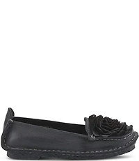L'ARTISTE Dezi Leather Floral Detail Slip On Loafers