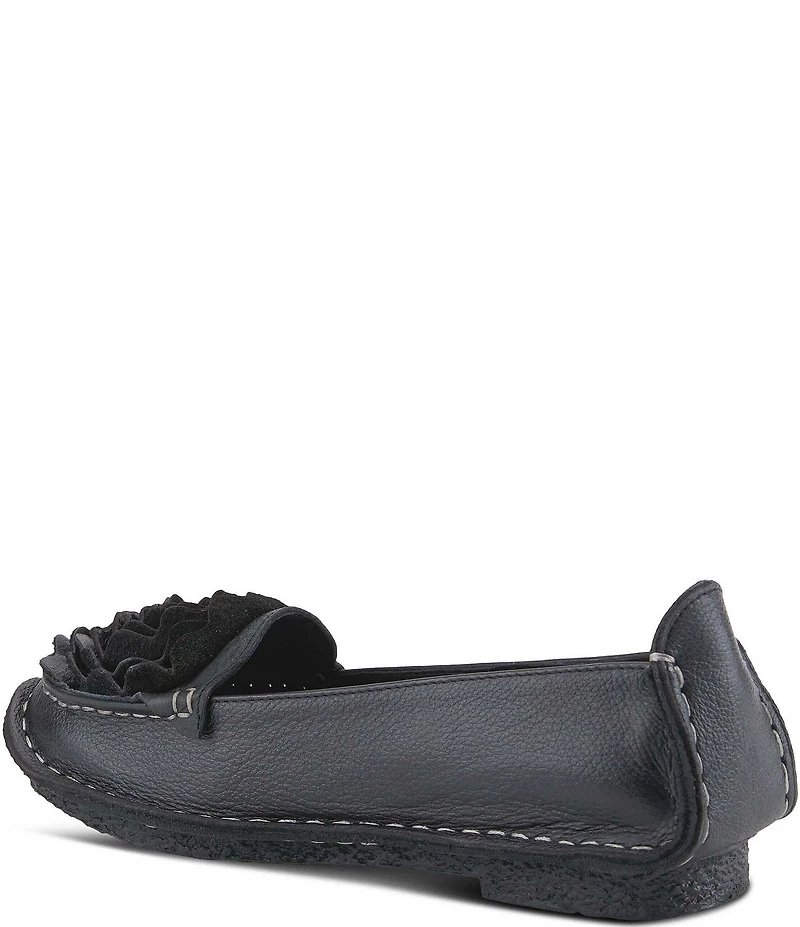 L'ARTISTE Dezi Leather Floral Detail Slip On Loafers