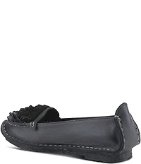 L'ARTISTE Dezi Leather Floral Detail Slip On Loafers