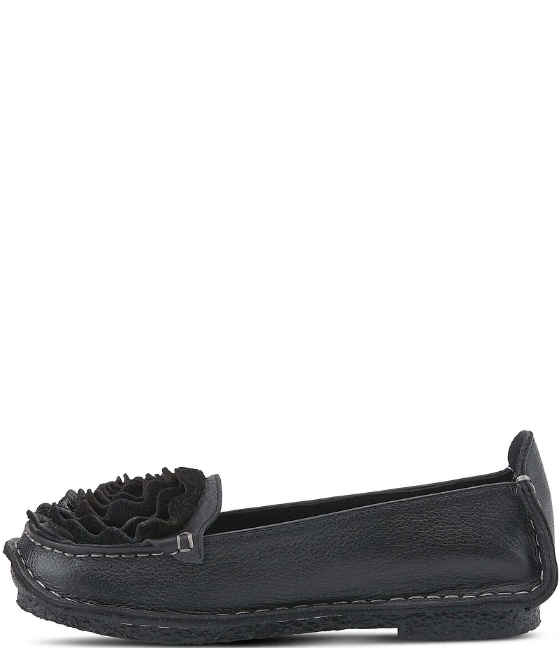 L'ARTISTE Dezi Leather Floral Detail Slip On Loafers