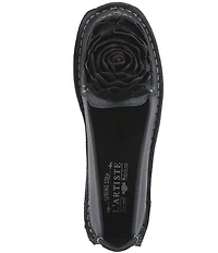 L'ARTISTE Dezi Leather Floral Detail Slip On Loafers